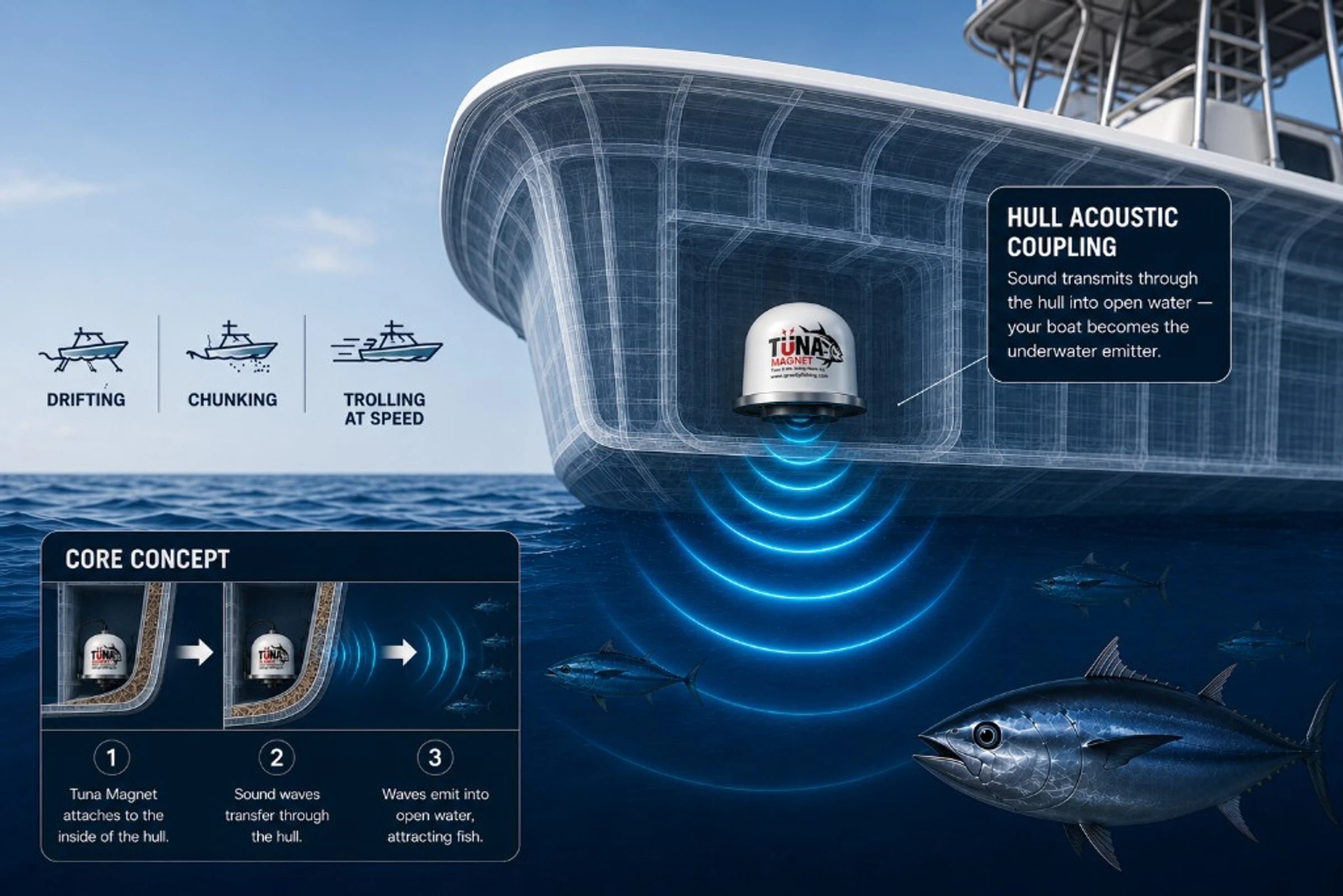 Hull acoustic coupling